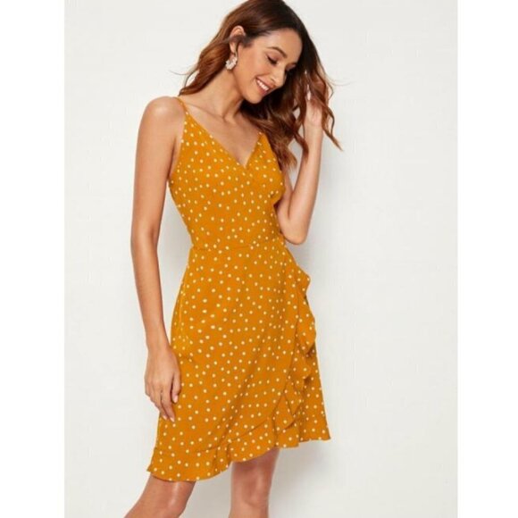 NEW Tie Waist Retro Polka Dot Surplice Dress SZ M - Picture 1 of 4